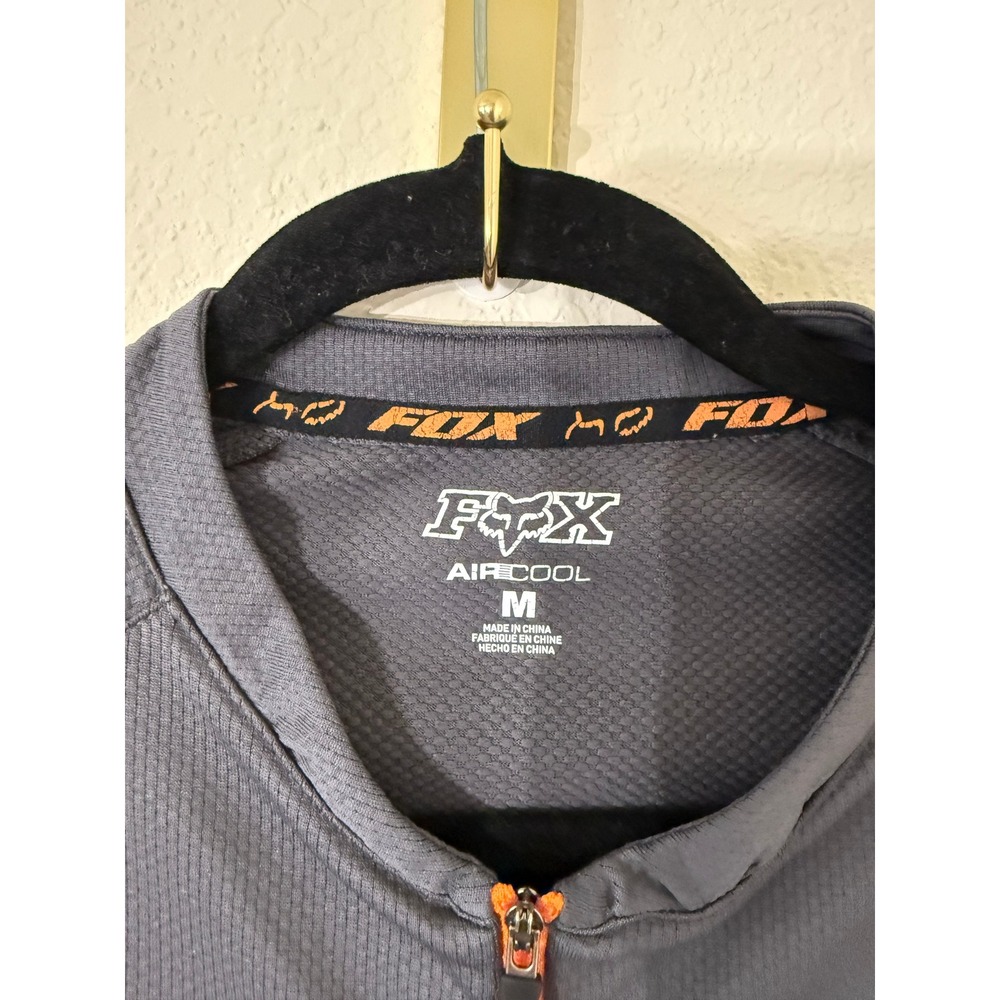 Fox Racing Cycling Jersey In Gray and Orange Air Cool Full Zip Top Size Medium - Picture 3 of 6